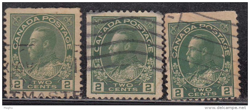 2c Green Shaded X 3 Coil Issue ?, Canada Used 1912, - Rollo De Sellos