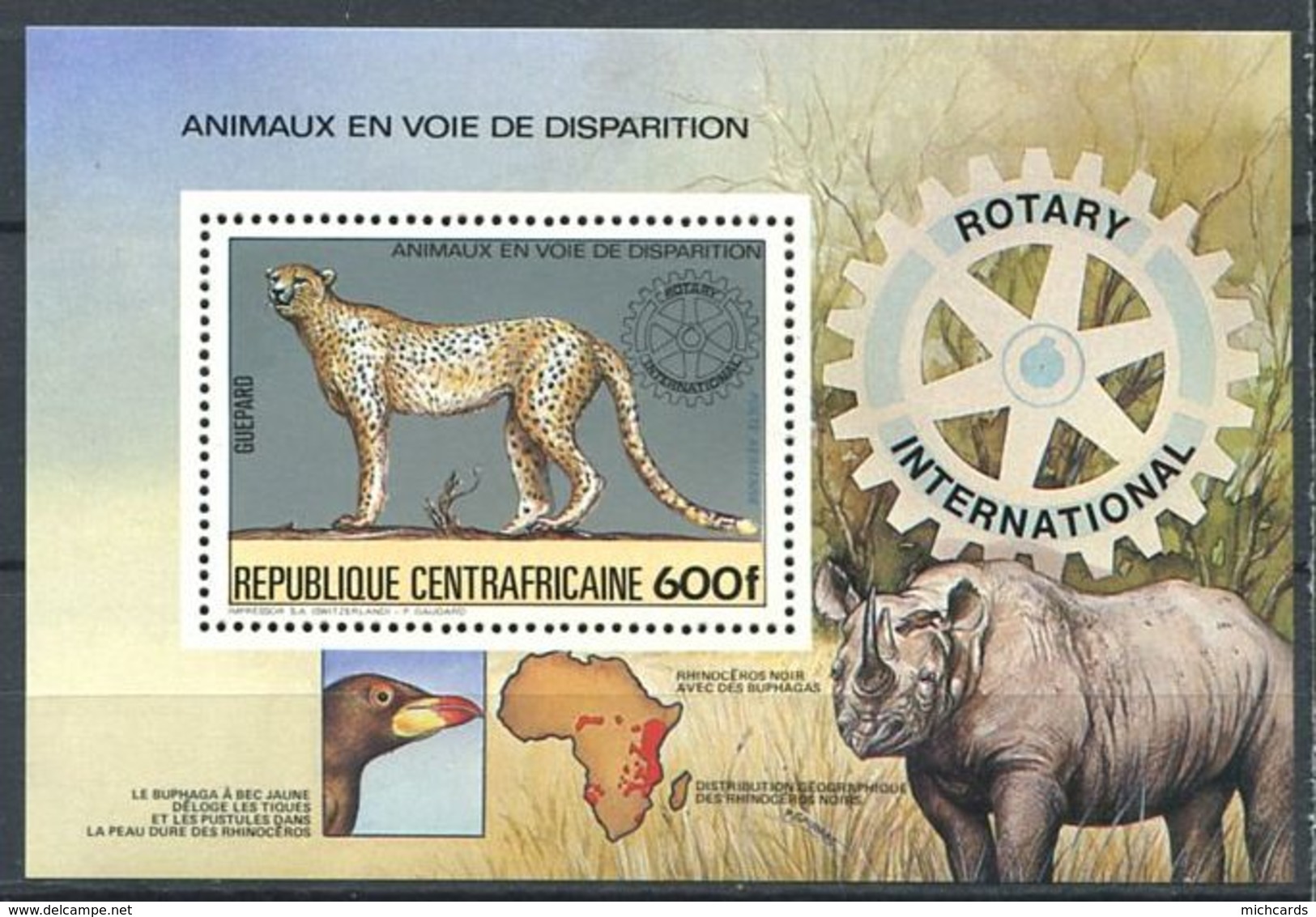 195 CENTRAFRIQUE 1983 - Yvert BF 69 B - Guepard Rotary - Neuf **(MNH) Sans Trace De Charniere - Central African Republic