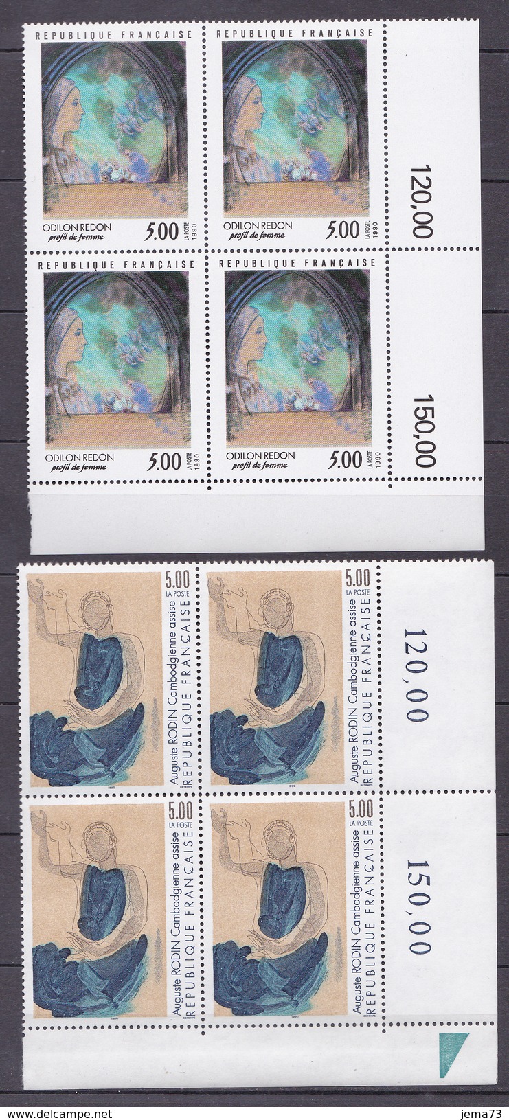 N°2635 à 2637 Série Aritistique: D'Odilon Redon Auguste Rodin Wissembourg: Série En Bloc De 4 Timbres Neuf Impeccable - Unused Stamps