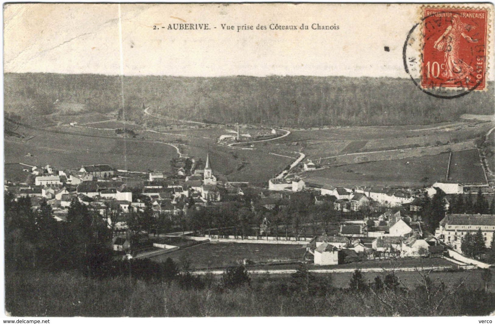 CARTE POSTALE ANCIENNE DE AUBERIVE  -  2  VUE PRISE DES COTEAUX DU CHANOIS - Auberive