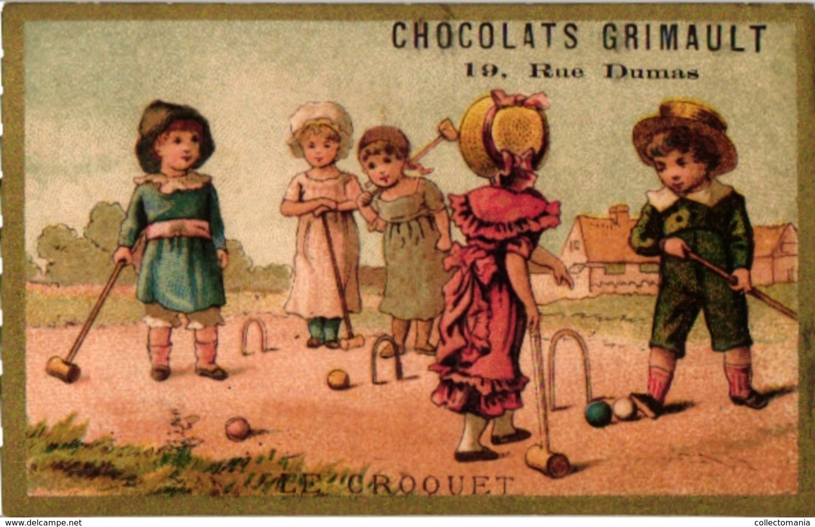 5 Chromo Litho CARDS C1900 CROQUET GAME JEU De CROQUET Krocketspiel Pub Sapanule Bonne Tours Lyon Mans - Otros & Sin Clasificación