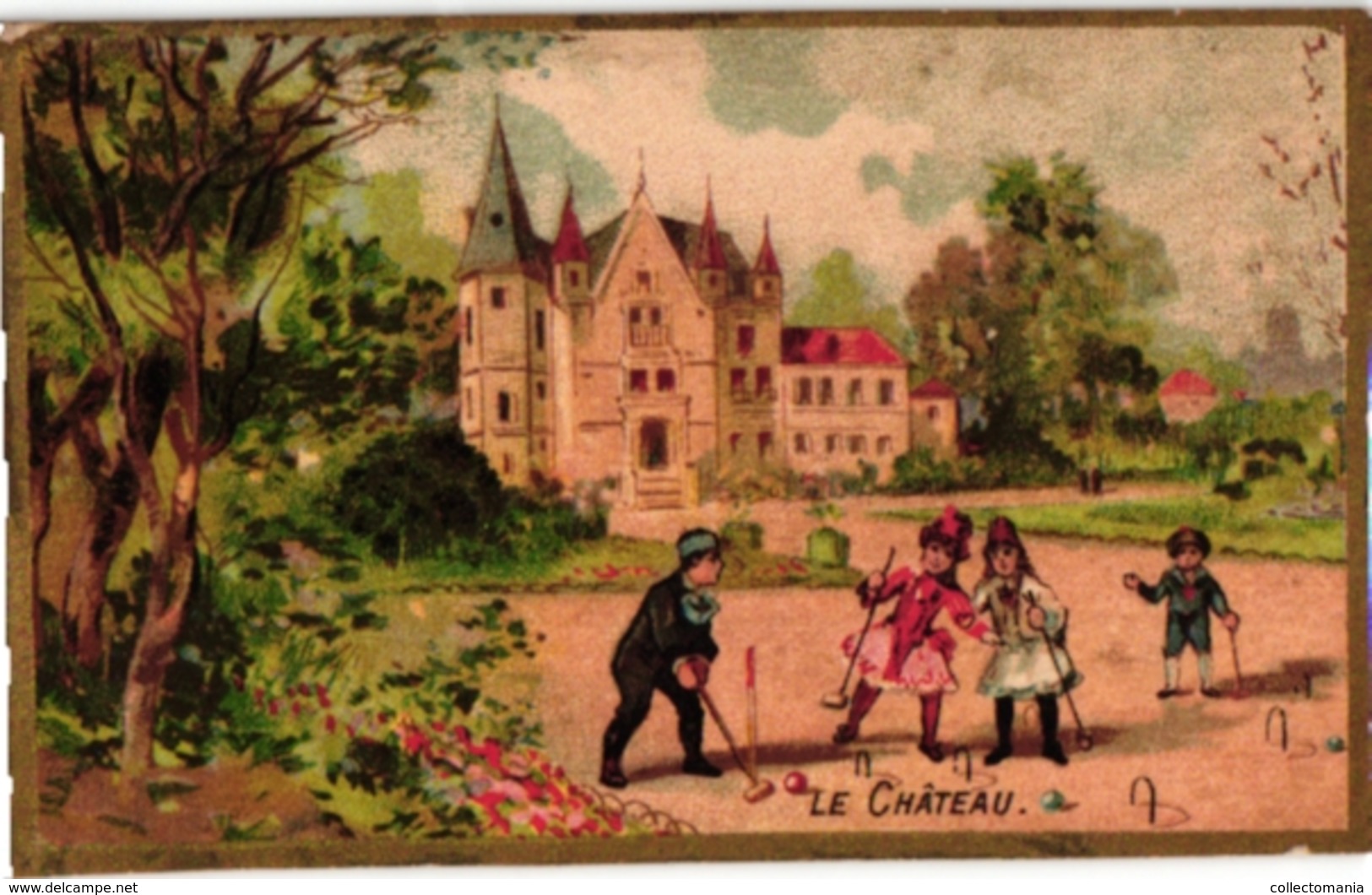 5 Chromo Litho CARDS C1900 CROQUET GAME JEU De CROQUET Krocketspiel Pub Sapanule Bonne Tours Lyon Mans - Otros & Sin Clasificación