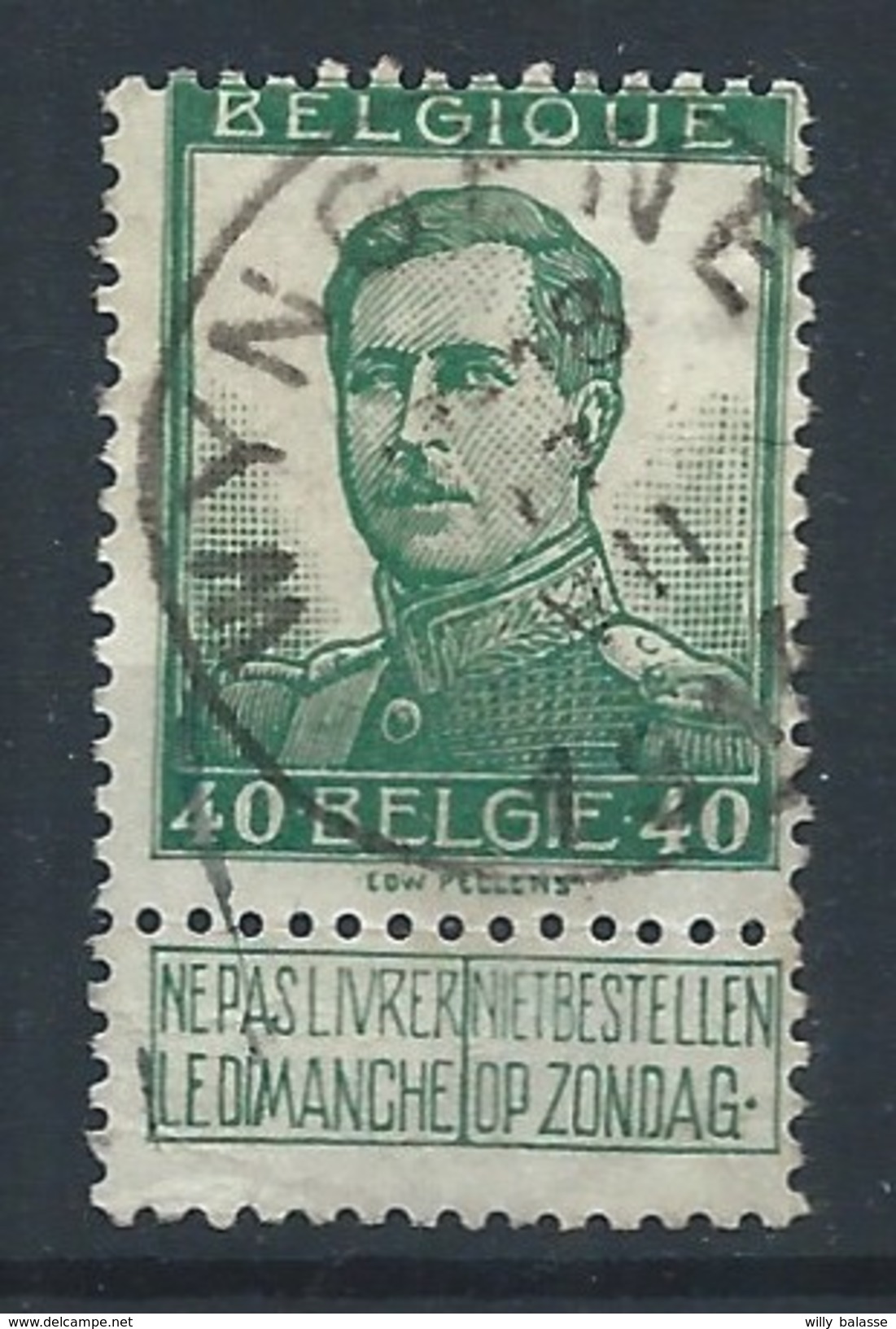 N°121, 40c Vert Càd WYNGENE/17/VII/1914 - 1912 Pellens