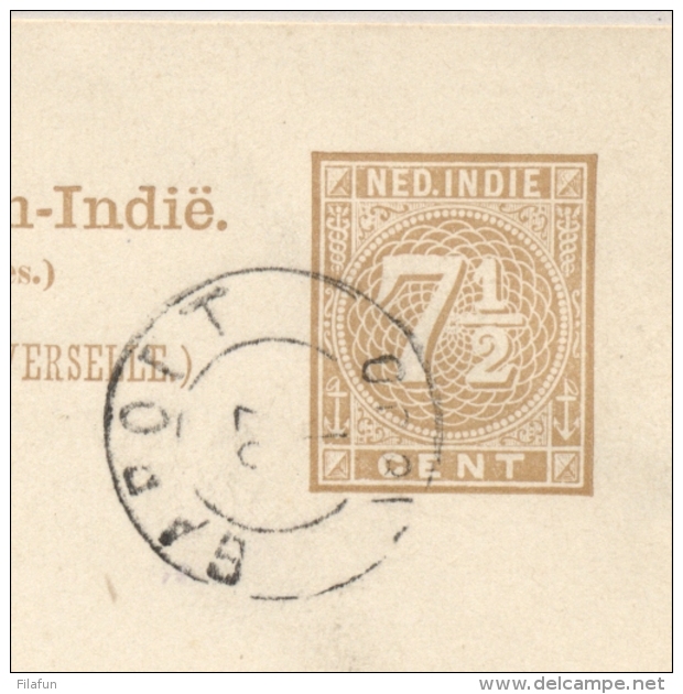 Nederlands Indië - 1890 - 7,5 Cent Cijfer, Kleinrondstempel GAROET Op Briefkaart G9 Via KR WELTEVREDEN Naar Duitsland - Nederlands-Indië