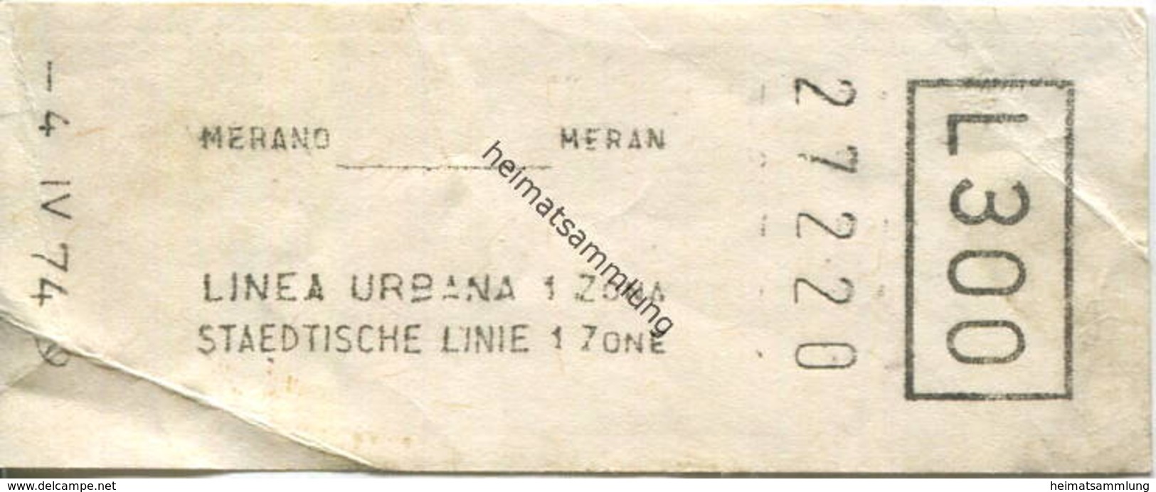 Italien - Merano - Städtische Linie - Biglietto L. 300 - Europe