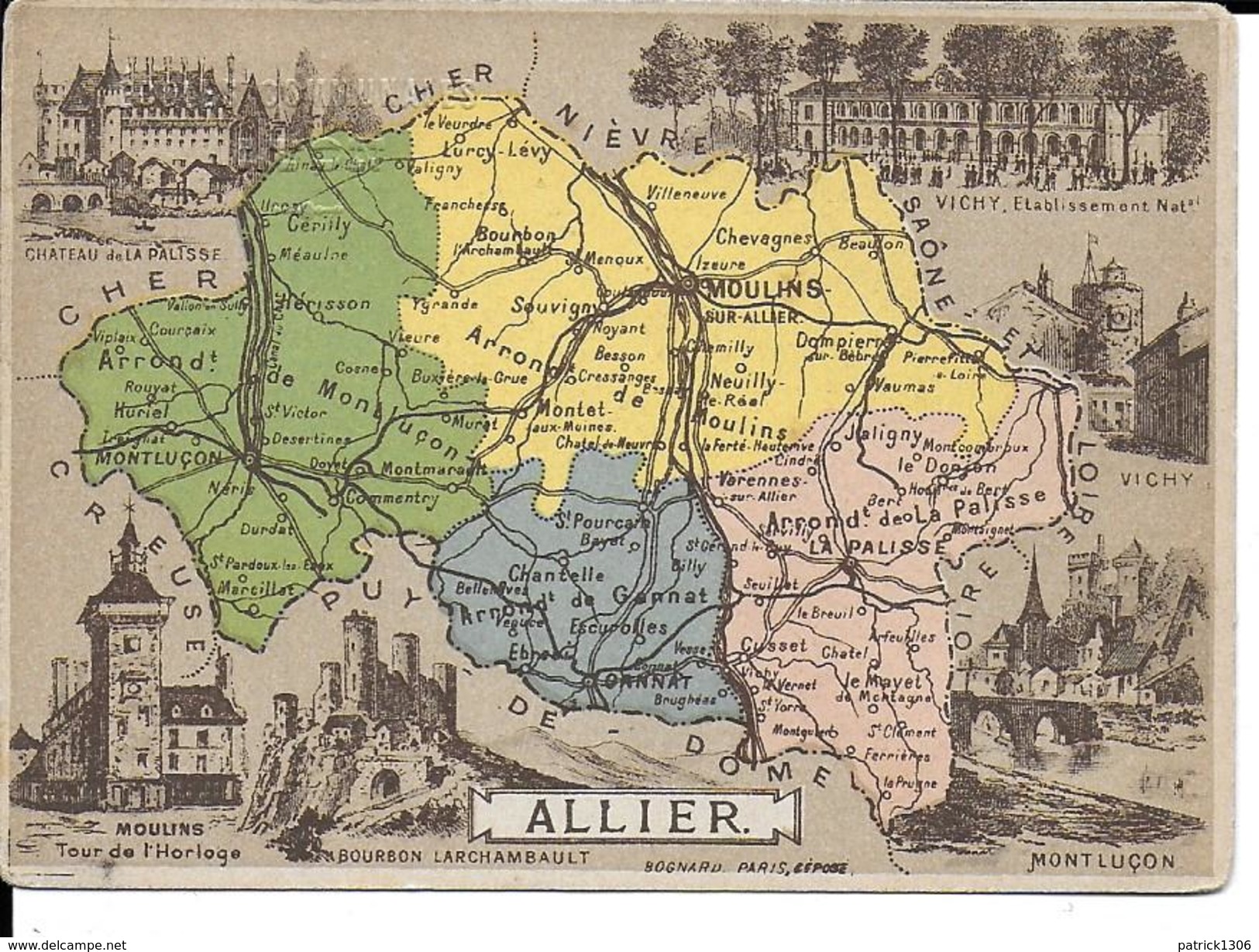 CPA  Carte Géographique Département De L'Allier 13243 - Carte Geografiche