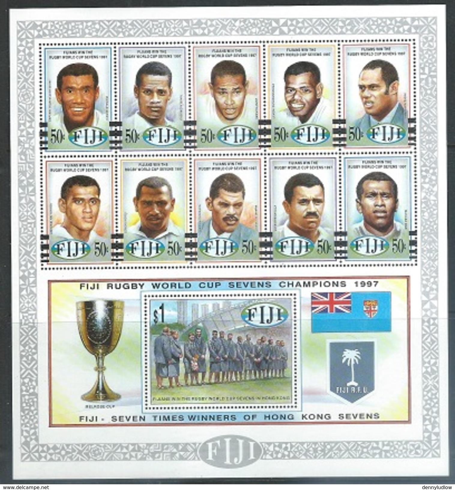 Fiji  1997  Sc#805    Rugby Sheet Of 11   MNH**  2016 Scott Value $17  Nice - Rugby