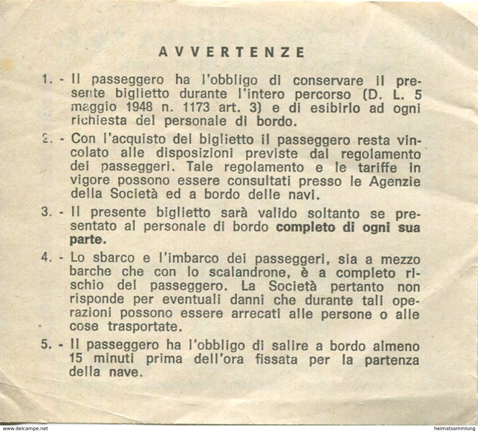 Italien - Navigazione Toscana S.p.A. - Piombino - Portoferraio - Fahrschein 1972 L. 330 - Europe