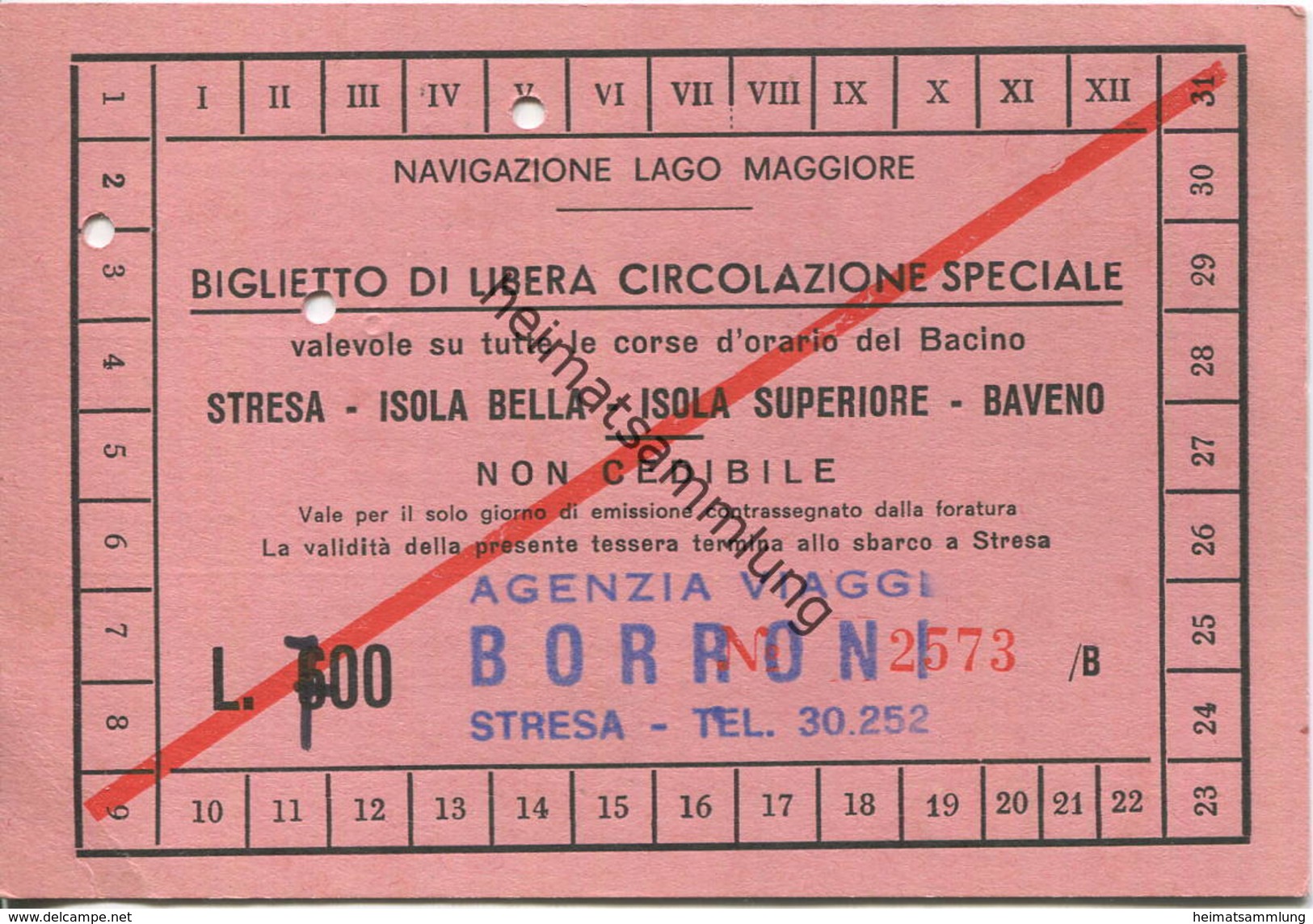 Italien - Biglietto Di Libera Circolazione Speciale - Stresa - Isola Bella - Isola Supperiore - Baveno - Tages-Fahrkarte - Europa