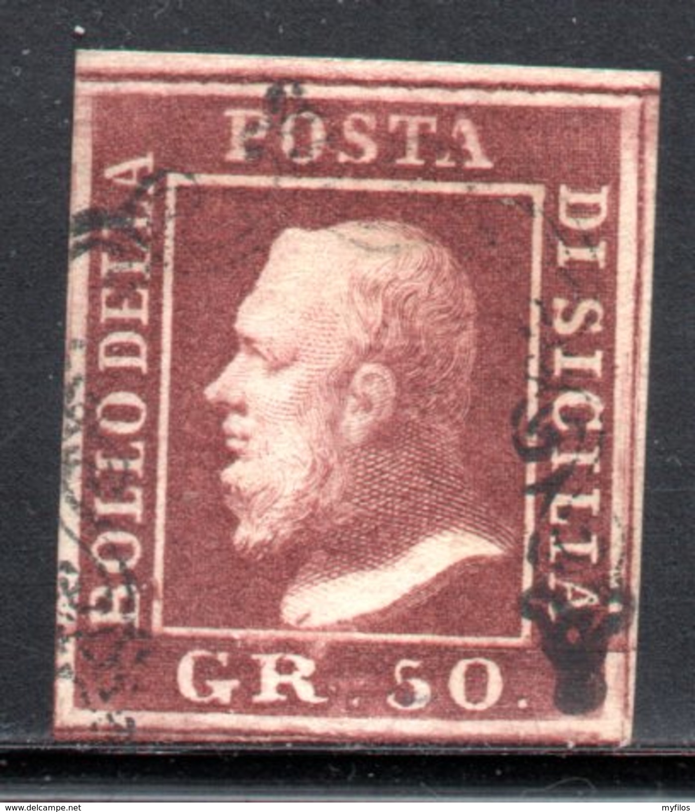 1859 SICILIA EFFIGIE DI FERDINANDO II 50 GR  ANNULLATO - Sicile