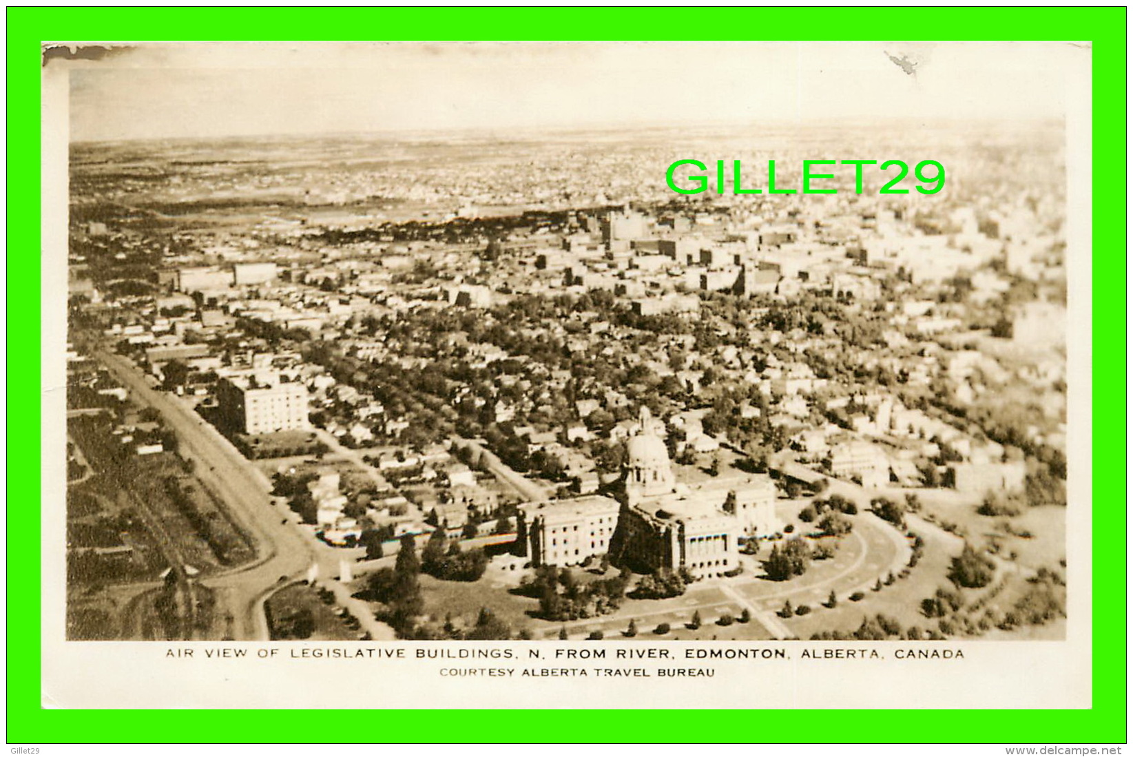 EDMONTON, ALBERTA - AIR VIEW OF LEGISLATIVE BUILDINGS, N. FROM RIVER - TRAVEL IN 1941 - - Edmonton