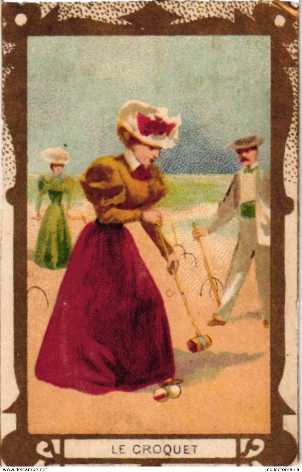 6 Litho Chromo  CARDS C1900 CROQUET GAME JEU De CROQUET Krocketspiel Pub Bordeaux Paris Choc Des Gourmets Aiguebelle - Autres & Non Classés