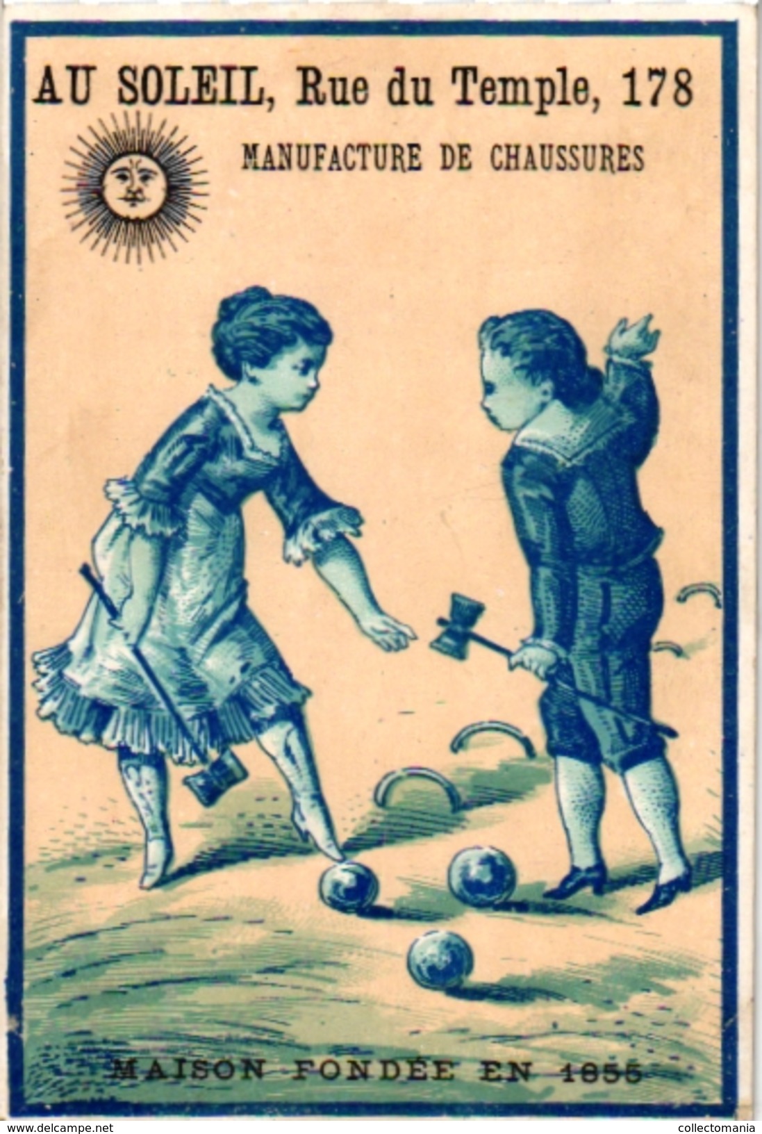 4 Chromo Litho Trade Advertising CARDS C1900 CROQUET GAME JEU De CROQUET Krocketspiel Pub Belle Jardinière Imp Testu - Sonstige & Ohne Zuordnung