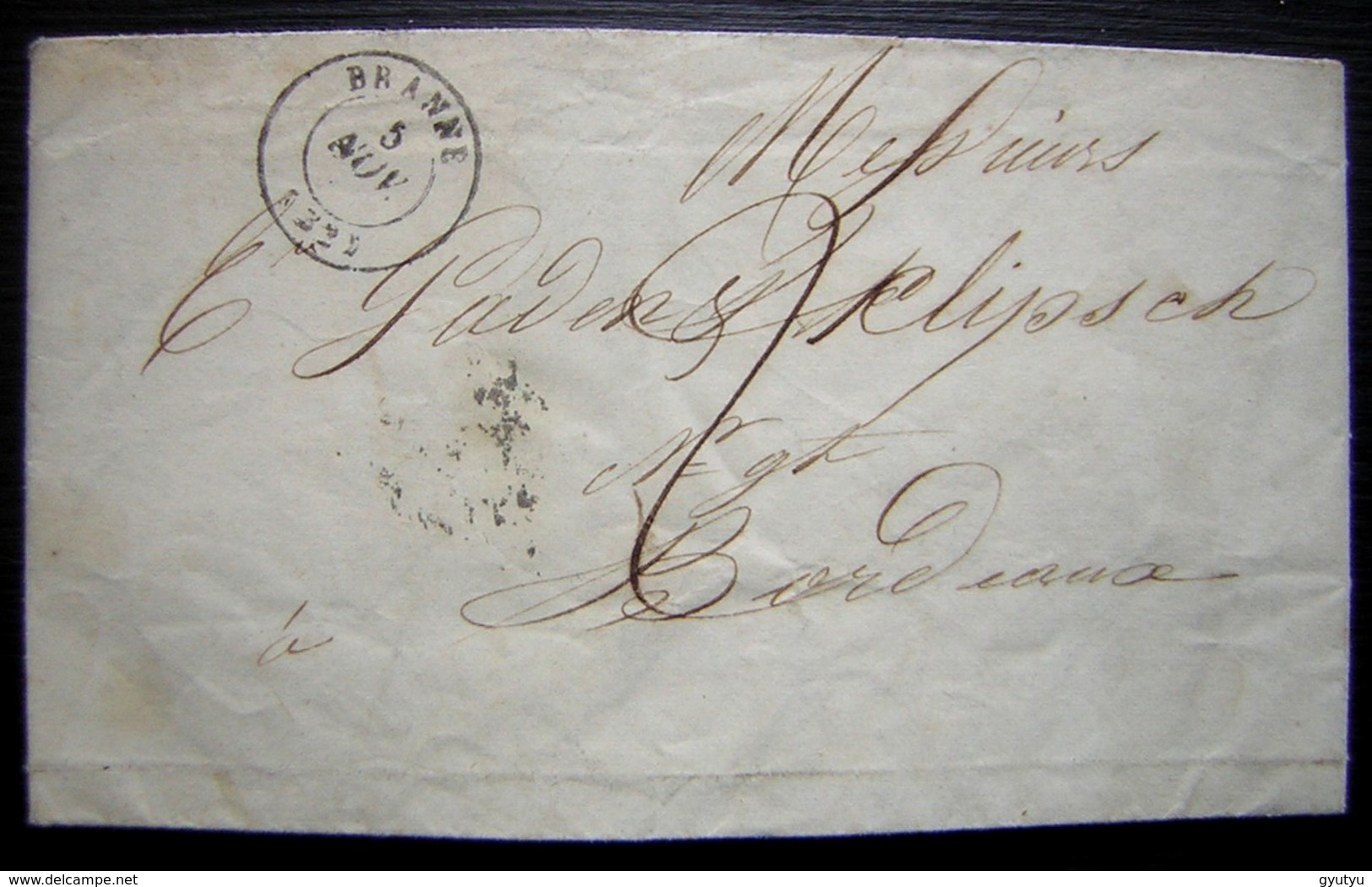 1845 Lettre De Branne Pour Bordeaux - 1801-1848: Vorläufer XIX