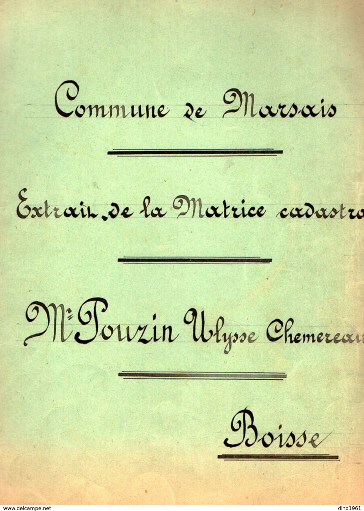 VP9555 - 1929 - Extrait De La Matrice Cadastrale De La Commune De MARSAIS - Mr POUZIN Ulysse Chemereau - Collections