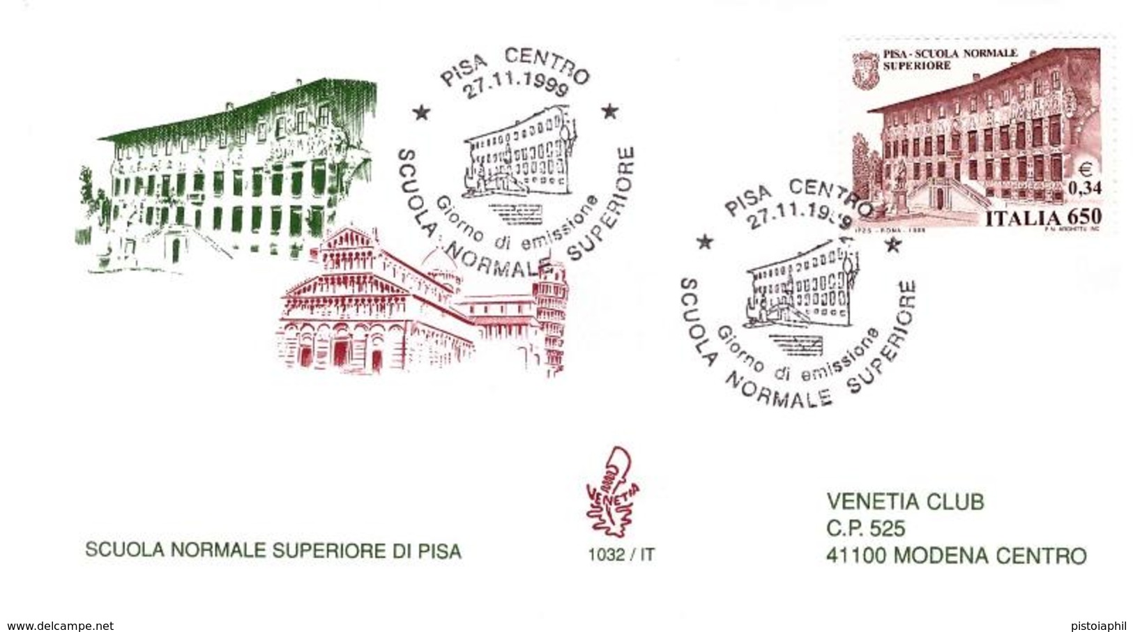 Fdc Venetia :INORMALE PISA (1999); Viaggiata; AS_Pisa - FDC