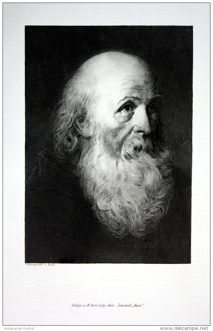 Studienkopf Mann Portrait Galvano Radierung Etching - Stiche & Gravuren