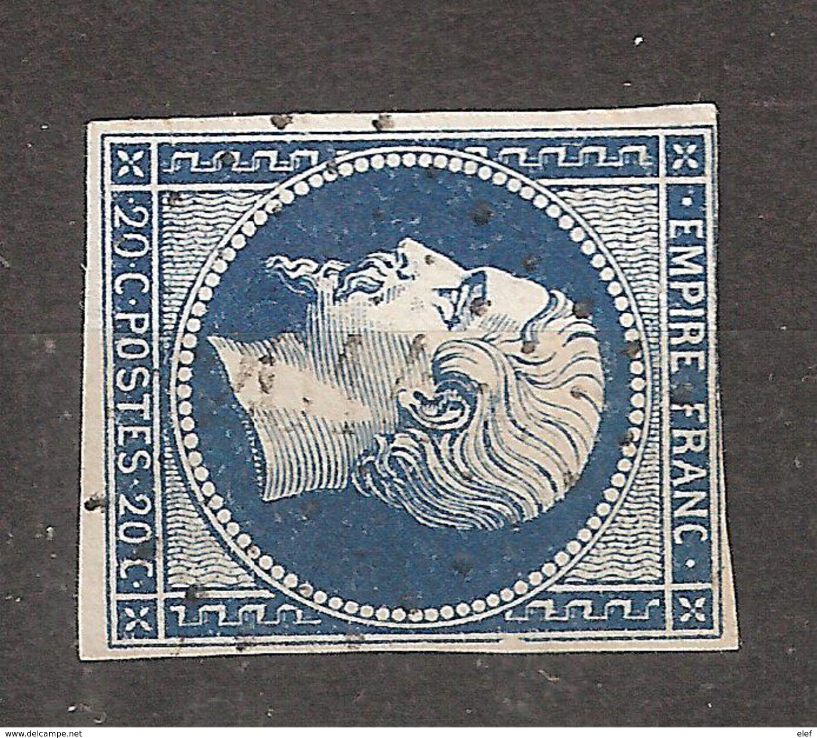 France,Empire Yvert N° 14 A BLEU TRES FONCE Obl Pc 2014 De MOIRANS Du JURA , Indice 7  TB - 1853-1860 Napoléon III