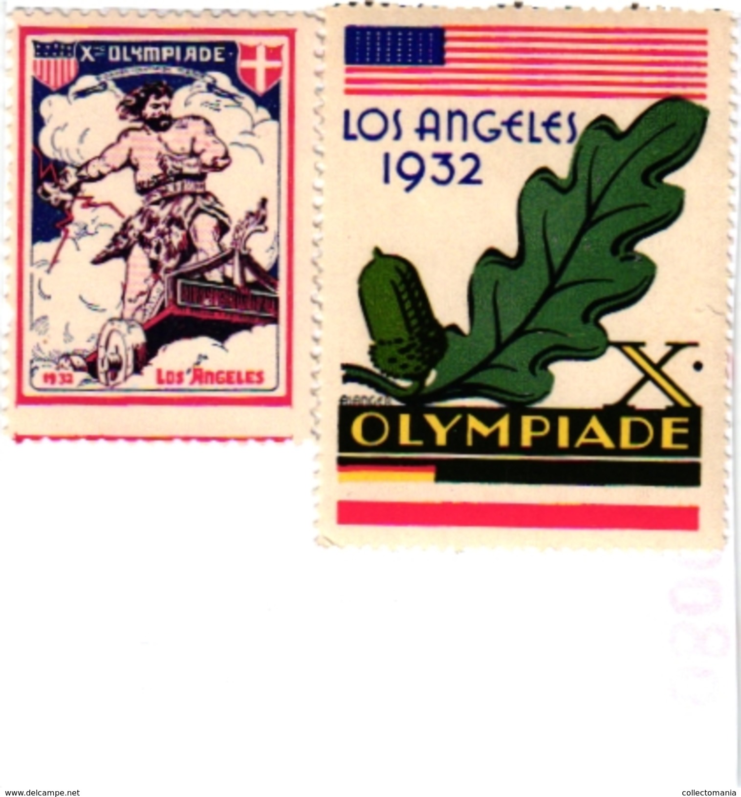 2 POSTER STAMPS Cinderella Olympiade LOS ANGELES 1932 - Verano 1932: Los Angeles