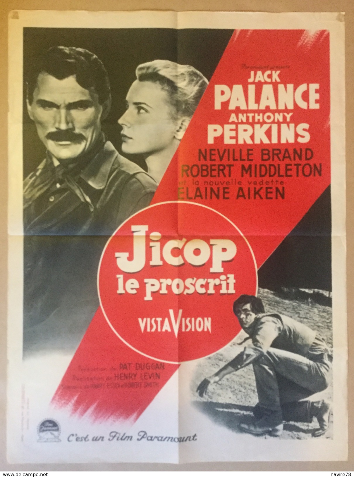 WESTERN Affiche Cinéma Originale Du Film JICOP LE PROSCRIT 1957 "THE LONELY MAN" D'HENRY LEVIN Avec JACK PALANCE - Affiches & Posters