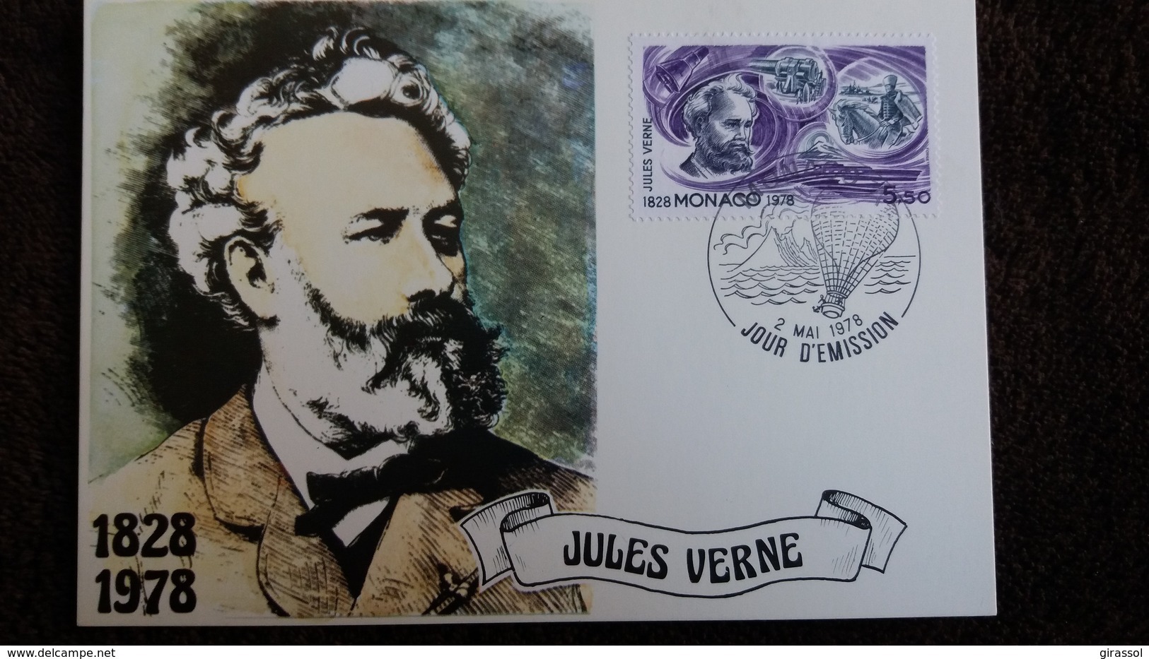 CPSM JULES VERNE 1828 1978  TIMBRE MONACO 5.5   2 MAI 1978 MAXIMUM - Scrittori