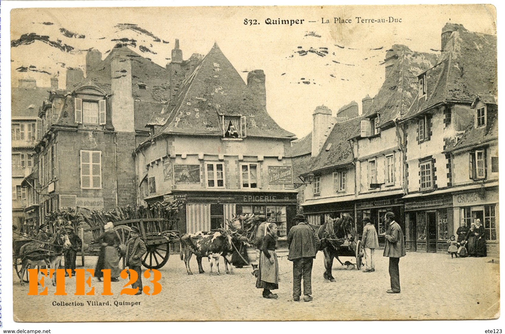 QUIMPER - La Place Terre Au Duc - Attelage Boeufs Vache Ane Cheval - 29 Finistère - Quimper