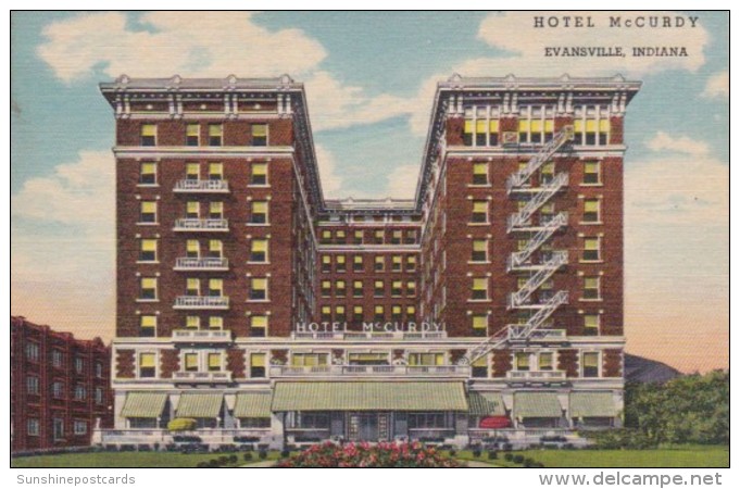 Indiana Evansville Hotel McCurdy 1947 Curteich - Evansville