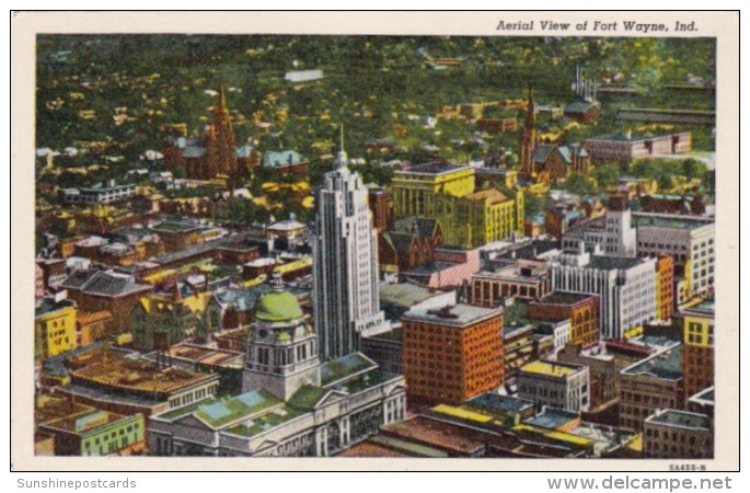 Indiana Fort Wayne Aerial View 1951 Curteich - Fort Wayne