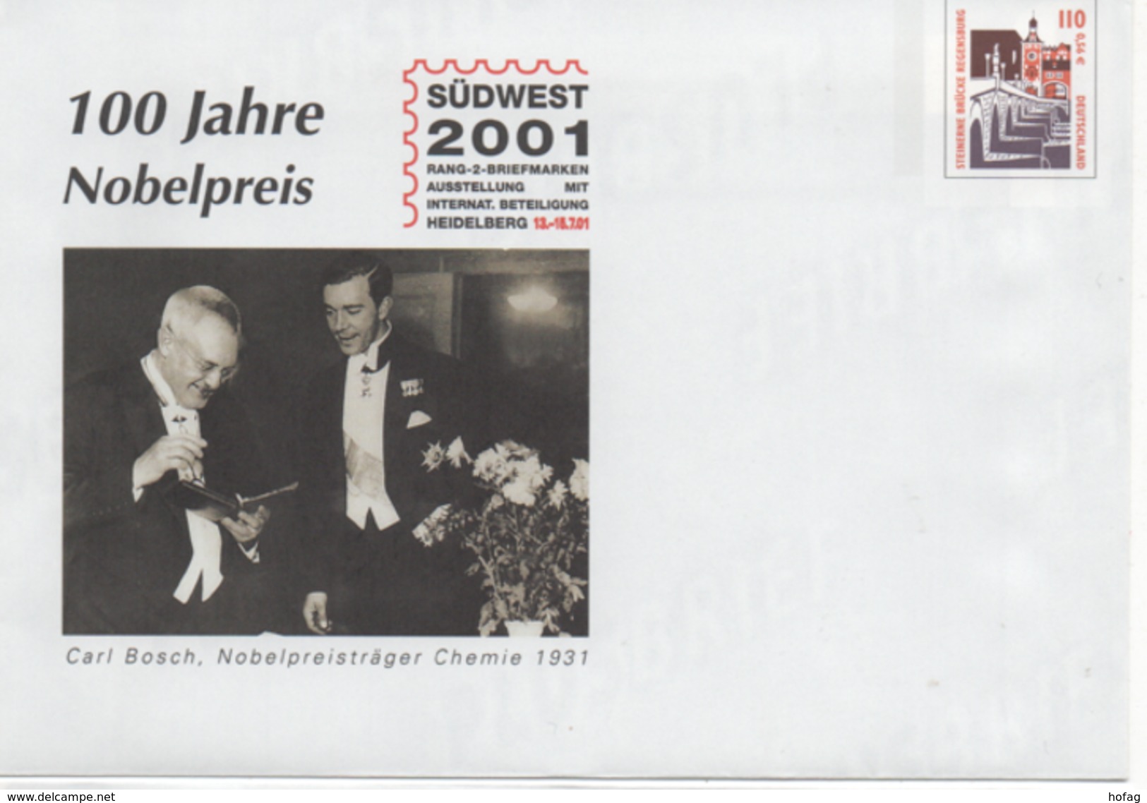 U 9 Südwest 2001 100 Jahre Nobelpreis Carl Bosch Chemie, Postfrisch; Postal Stationery, Unused Nobel Price, Chemistry - Enveloppes - Neuves