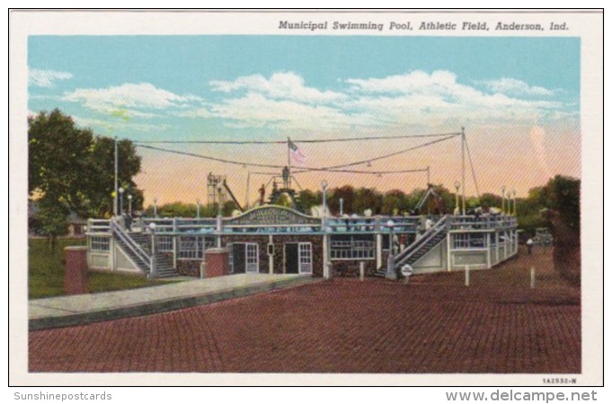 Indiana Anderson Municipal Swimming Pool Athletic Field Curteich - Anderson