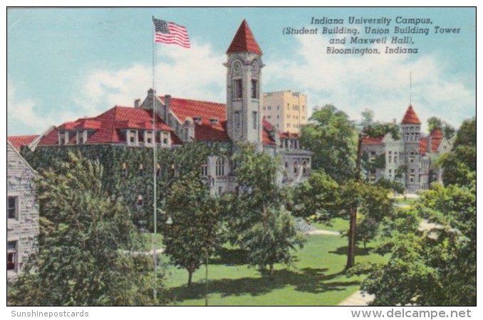 Indiana Bloomington Student Building Union Building Tower &amp; Maxwell Hall Indiana University Campus Curteich - Bloomington