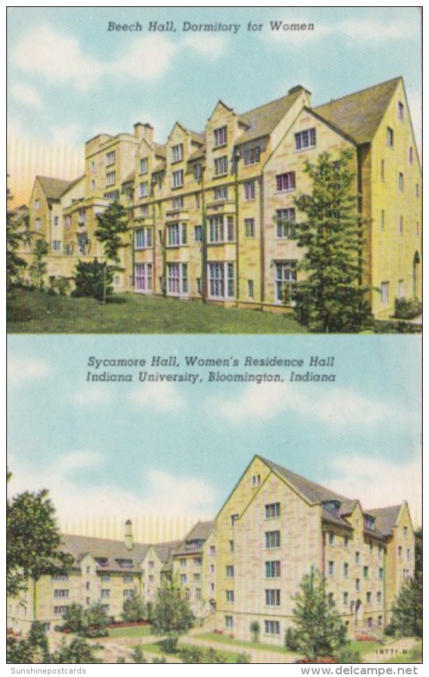 Indiana Bloomington Beech Hall &amp; Sycamore Hall Indiana University Campus Curteich - Bloomington