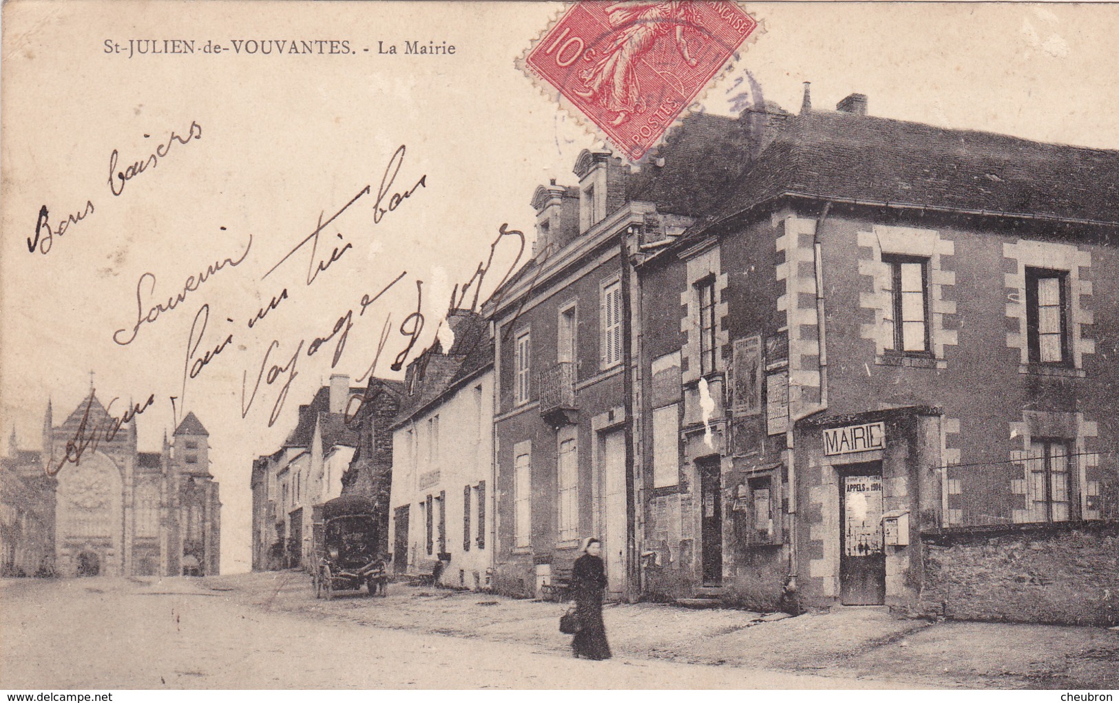 44. SAINT JULIEN DE VOUVANTES. CPA. LA MAIRIE. . ANNÉE 1908 - Saint Julien De Vouvantes