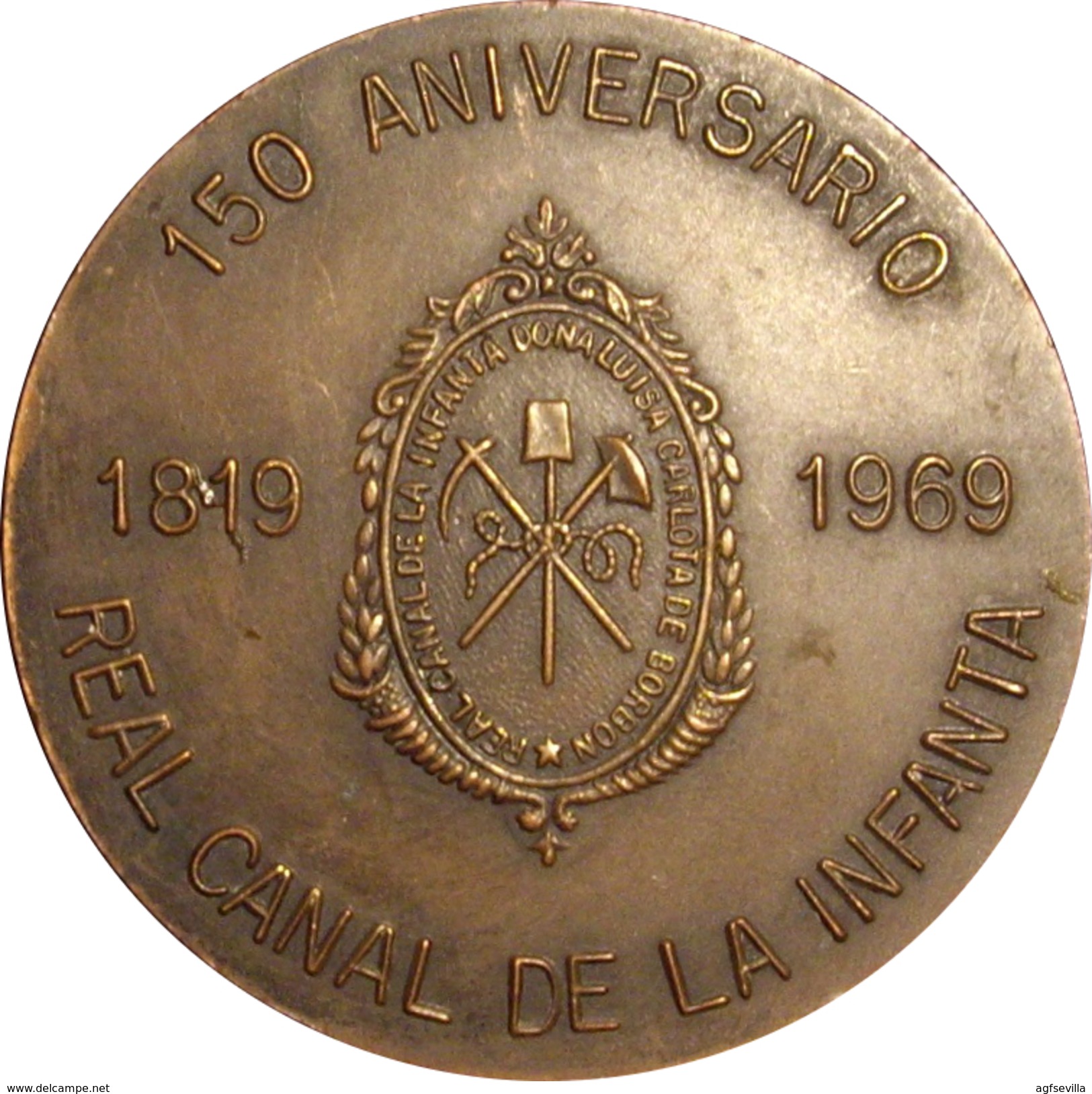 ESPAÑA. MEDALLA 150 ANIVERSARIO REAL CANAL DE LA INFANTA. BARCELONA 1.969. ESPAGNE. SPAIN MEDAL - Profesionales/De Sociedad