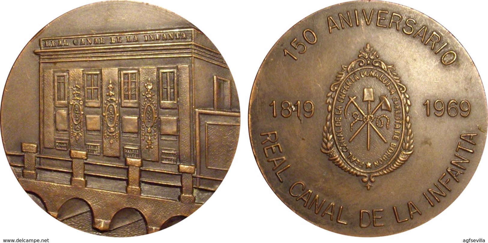 ESPAÑA. MEDALLA 150 ANIVERSARIO REAL CANAL DE LA INFANTA. BARCELONA 1.969. ESPAGNE. SPAIN MEDAL - Profesionales/De Sociedad