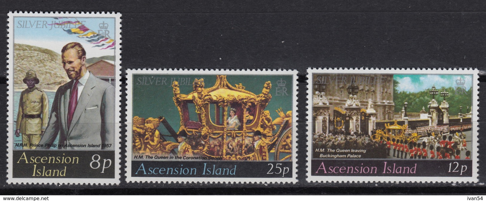 ASCENSION  219-21 MNH ** Silver Jubilee Queen Elisabeth   (1977) - Ascension (Ile De L')