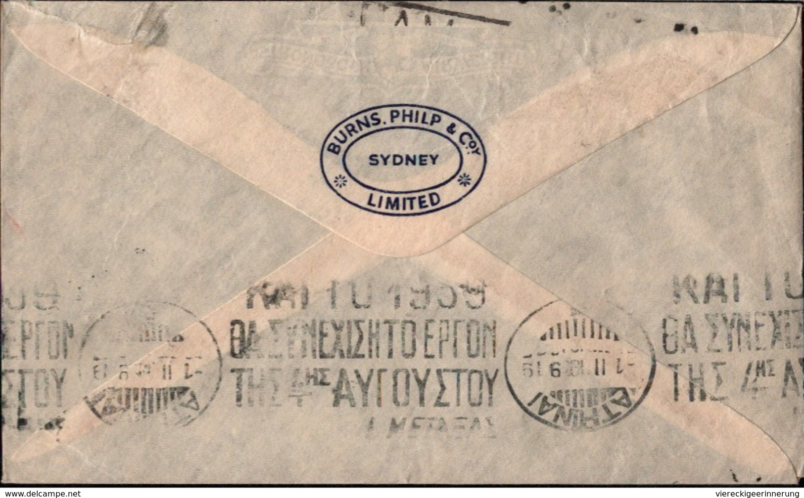 ! Luftpost Sydney, Par Avion, Australien, Australia, Air Mail Cover Via Greece To Berlin, Kangaroo 2 Shilling Stamp - Covers & Documents