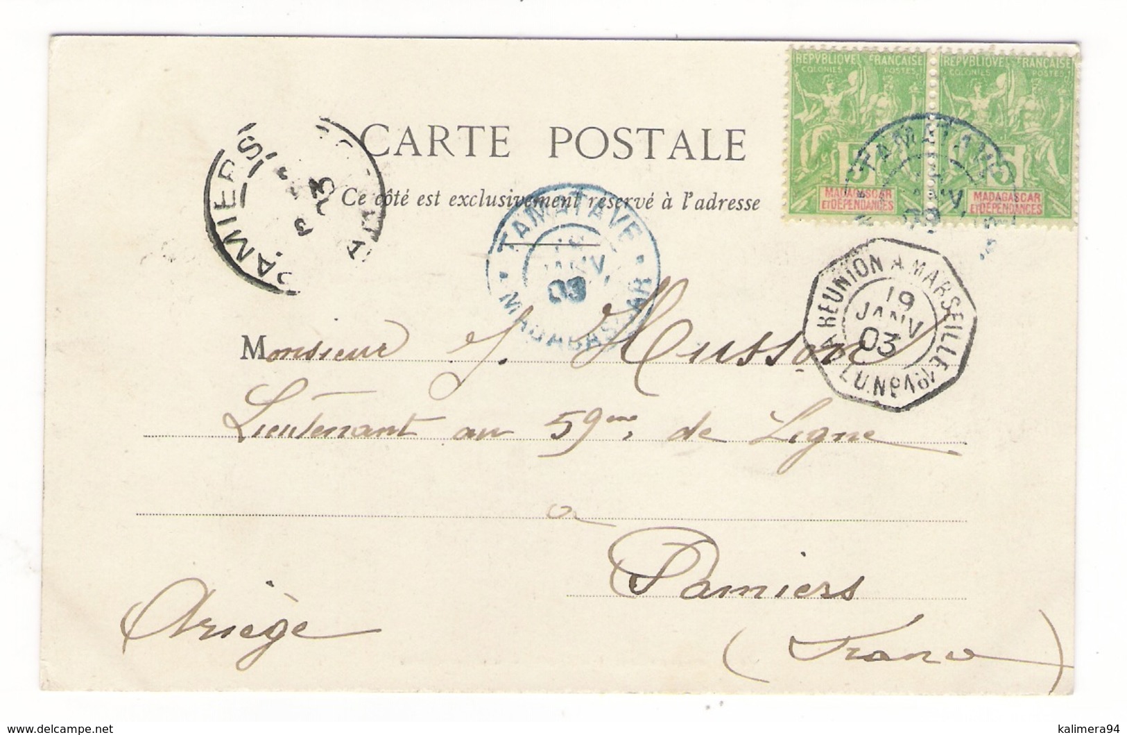 MADAGASCAR / DIEGO-SUAREZ , Le..... ( 2 Femmes Malgaches ) / Timbres + Cachet De LA REUNION à MARSEILLE - Madagascar