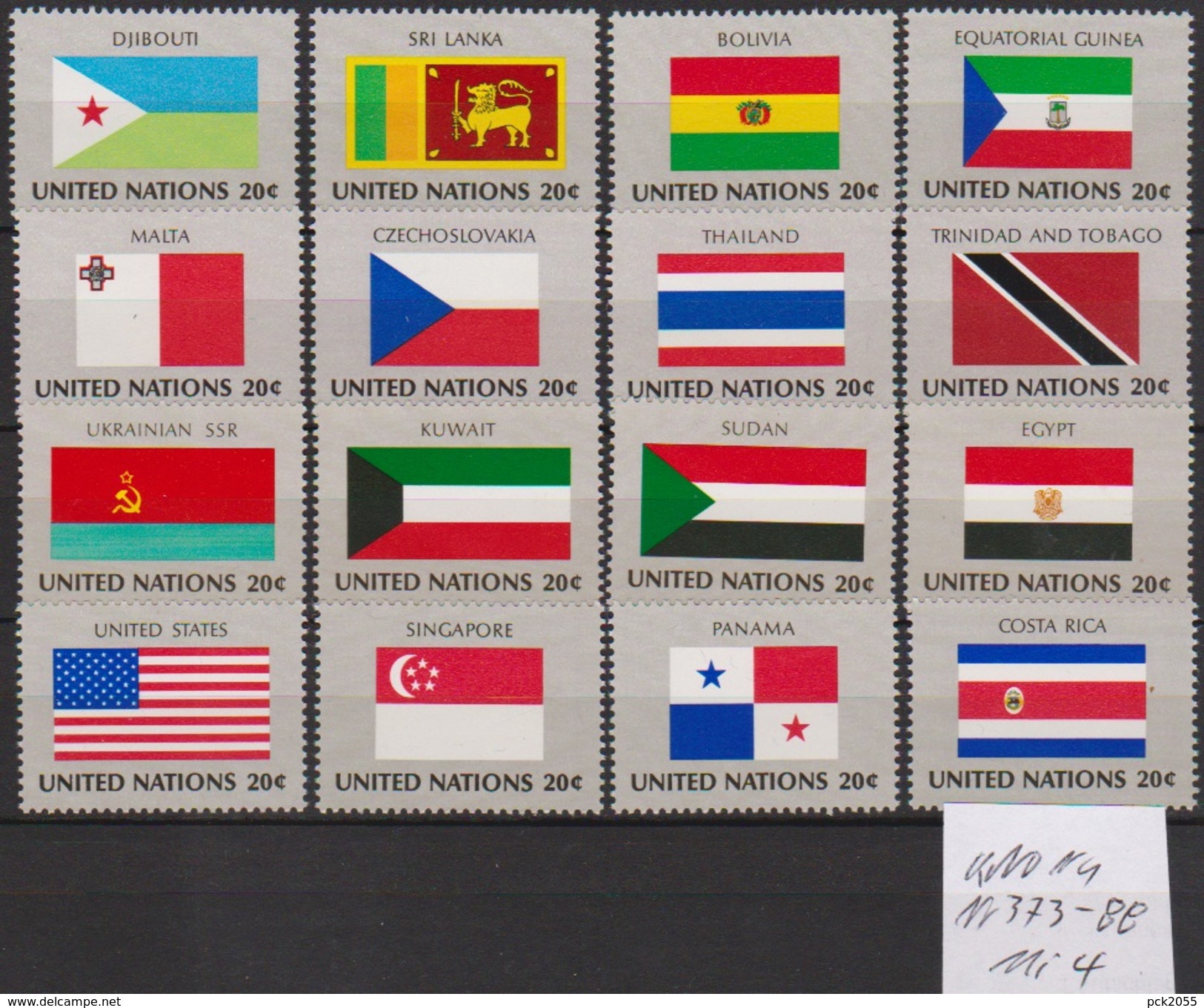 UNO New York 1981 MiNr.373 -388 ** Postfr. Flaggen Der UNO-Mitgliedsstaaten ( 4597 ) - Gebruikt