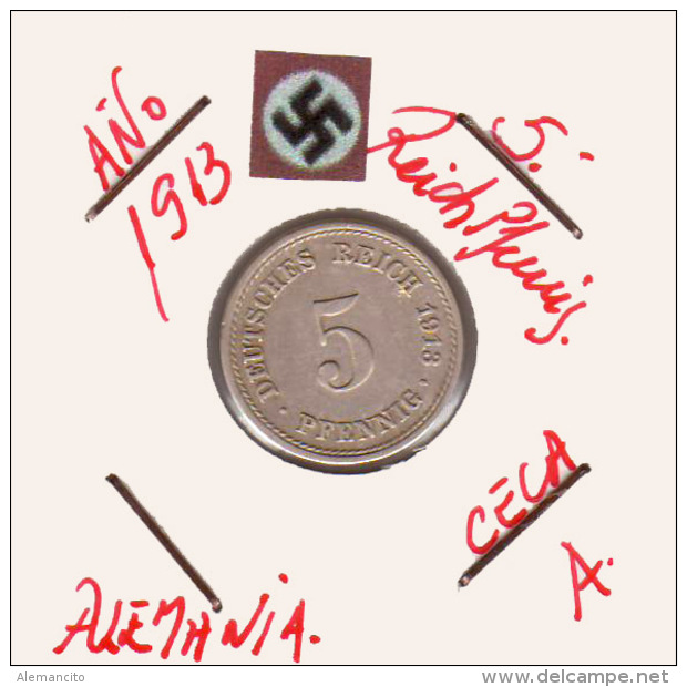 ALEMANIA - IMPERIO - DEUTSCHES REICH - 5  PFENNIG. . AÑO 1913-A - 5 Pfennig