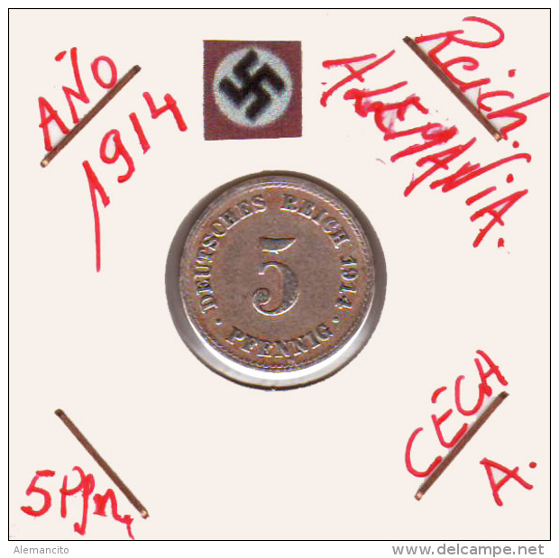 ALEMANIA - IMPERIO - DEUTSCHES REICH - 5  PFENNIG. . AÑO 1914-A - 5 Pfennig