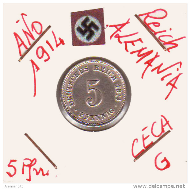 ALEMANIA - IMPERIO - DEUTSCHES REICH - 5  PFENNIG. . AÑO 1912-F - 5 Pfennig