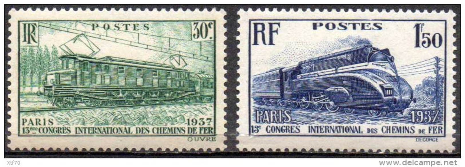 FRANCE 1937 13th International Railway Congress, Paris - Unused Stamps