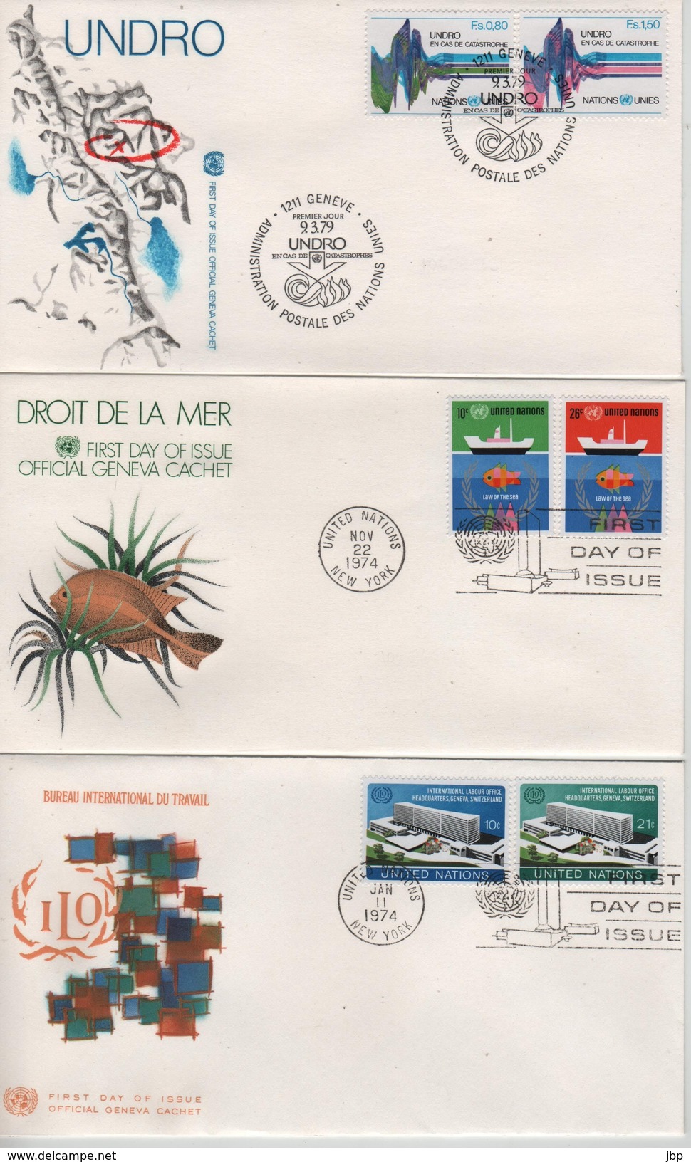 Lot De 15 FDC Des Nations-Unies 5 Scans - Collections, Lots & Séries