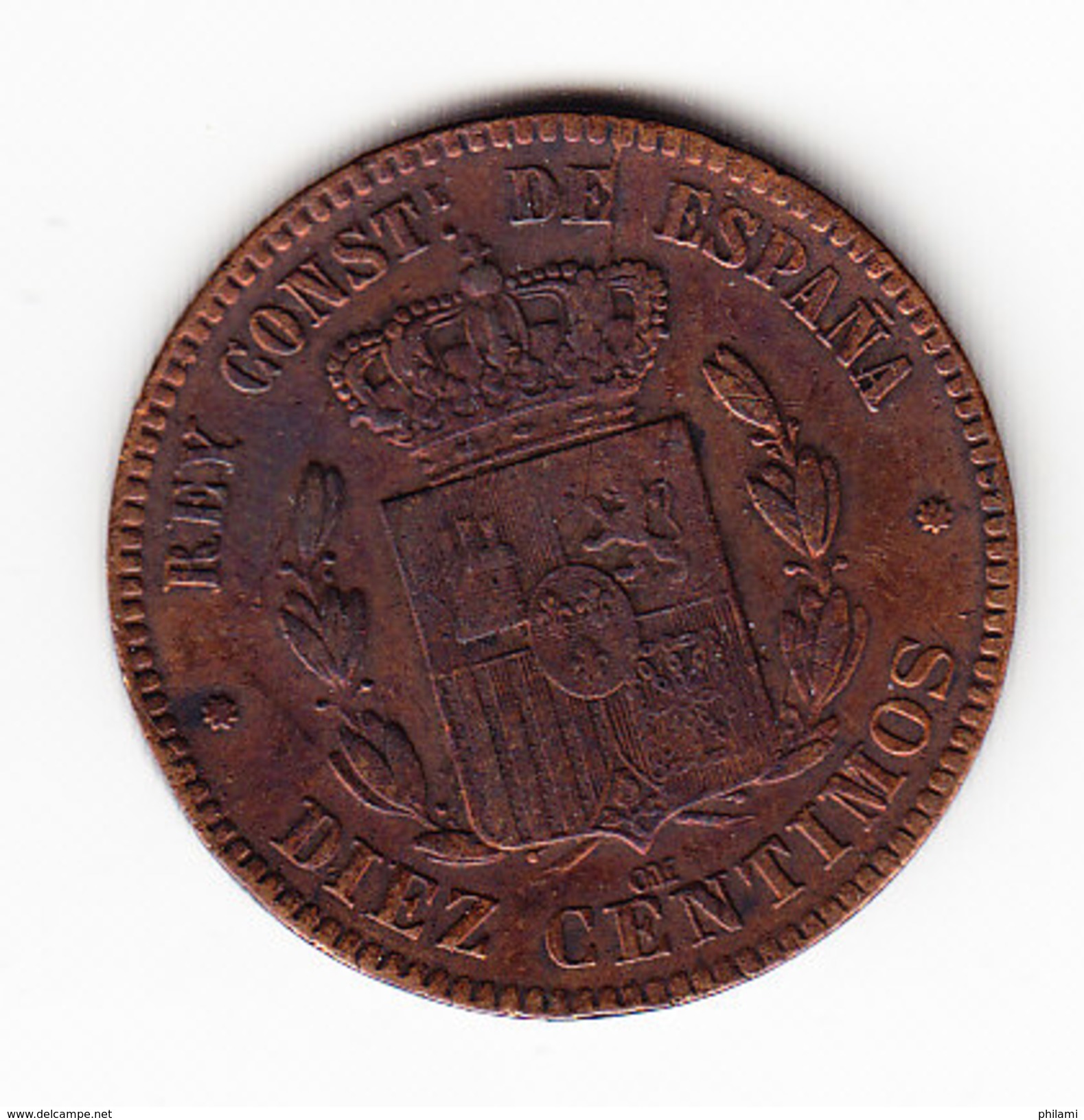 ESPAGNE       KM  675      1879,  10 CENTIMOS, AU.     ( 42 ) - Monnaies Provinciales