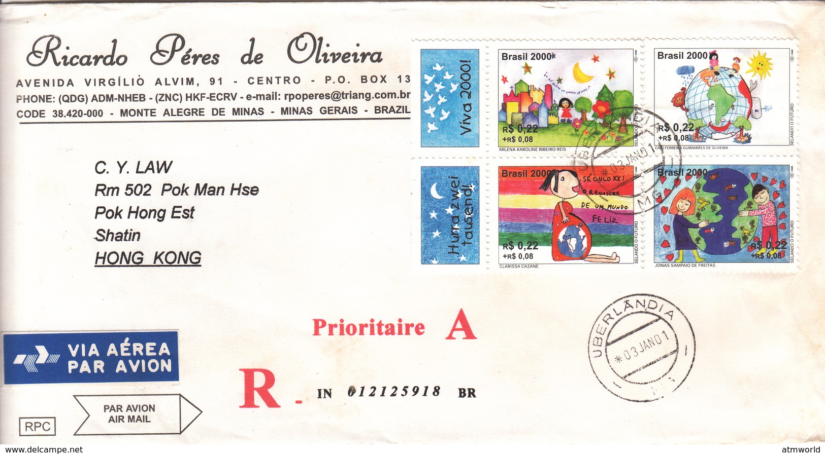 POSTAL COVER TO HONG KONG -- 2 X COVERS - Entiers Postaux