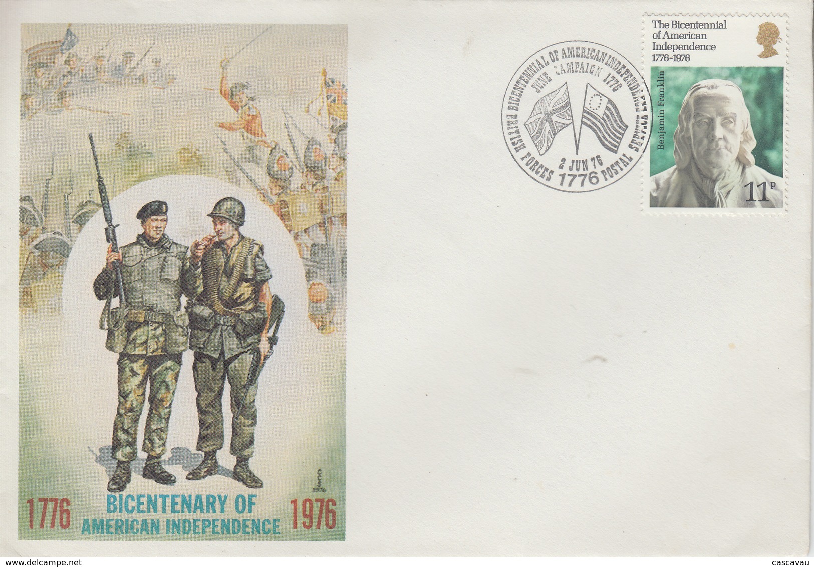 Enveloppe  FDC  1er   Jour    GRANDE  BRETAGNE    Bicentenaire  Des   U.S.A    1976 - Indépendance USA