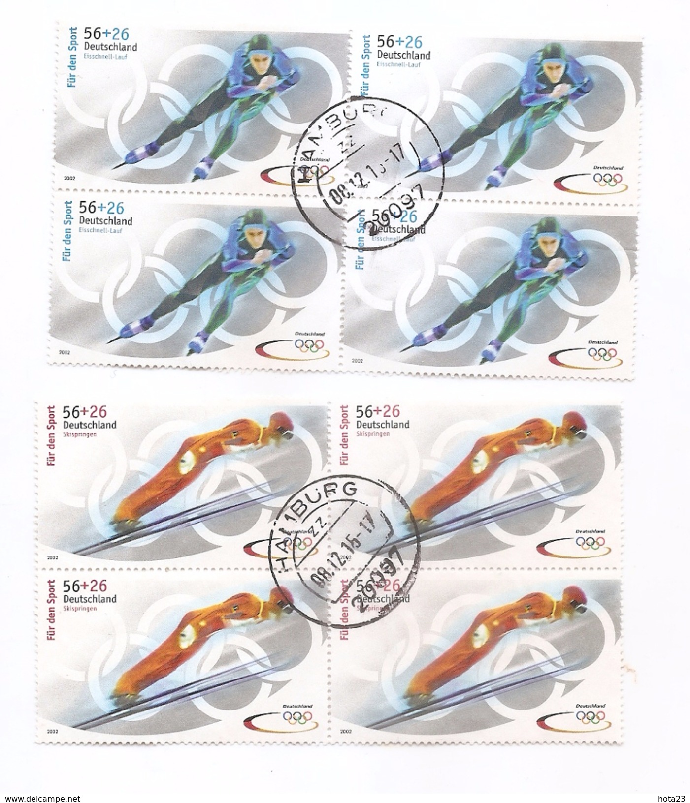 GERMANY 2002  Block-of-four** Olympic Winter Games, Salt Lake City 2 BLOCK OF 4 PCS  USED  (LOT - 2- 155) - Hiver 2002: Salt Lake City