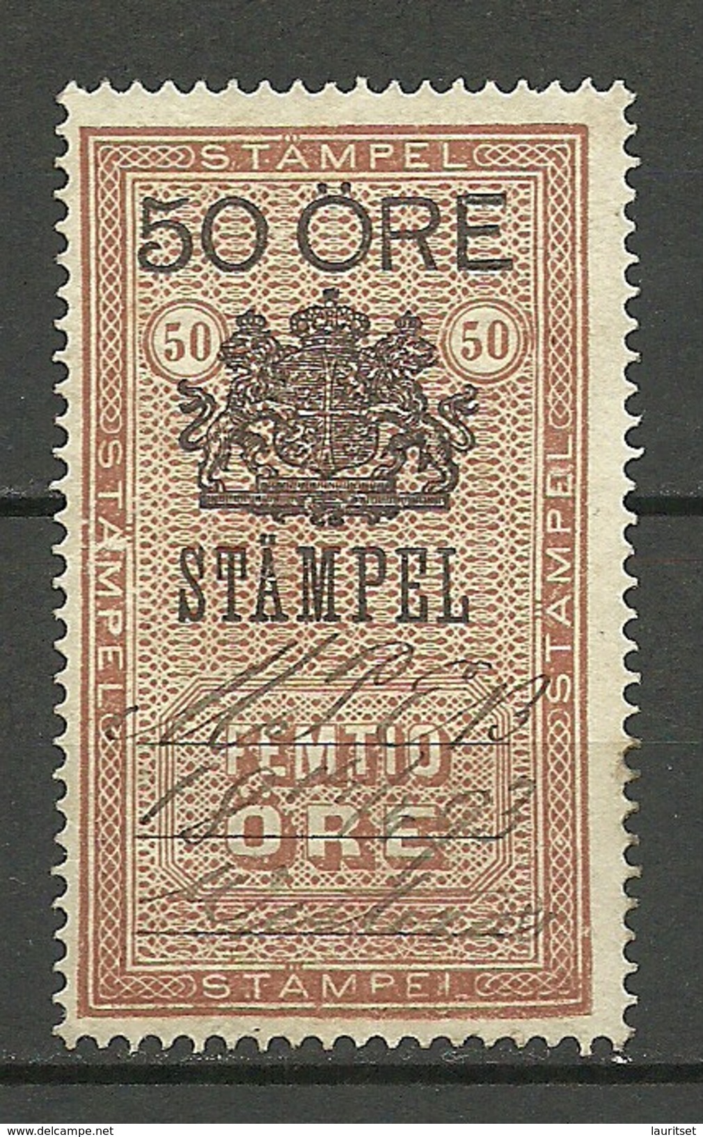 SCHWEDEN Sweden O 1893 Stempelmarke 50 öre O - Steuermarken