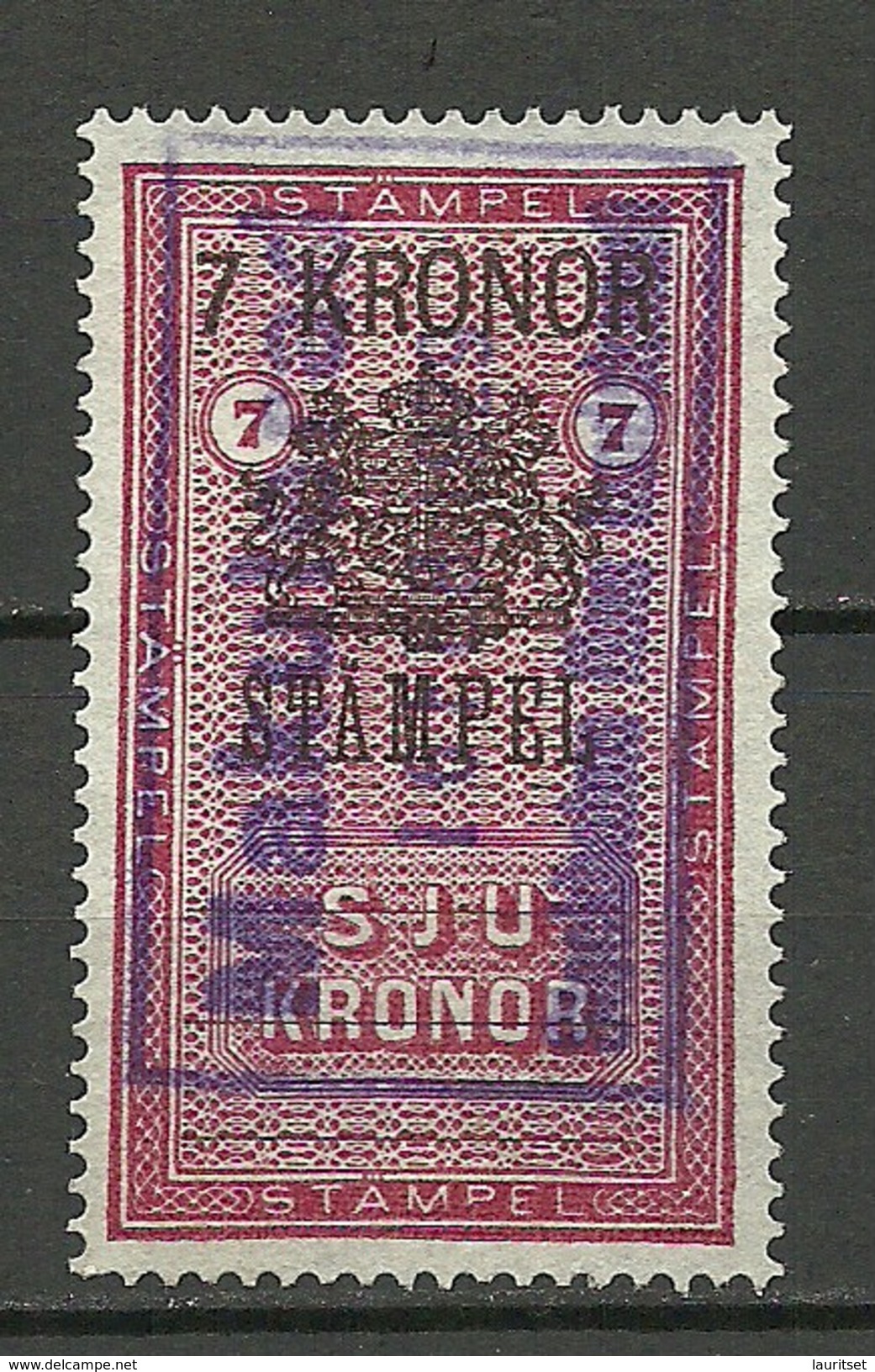 SCHWEDEN Sweden Stempelmarke 7 Kr O - Revenue Stamps